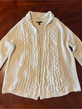 Cream Oversized Cable Knit Open Cardigan